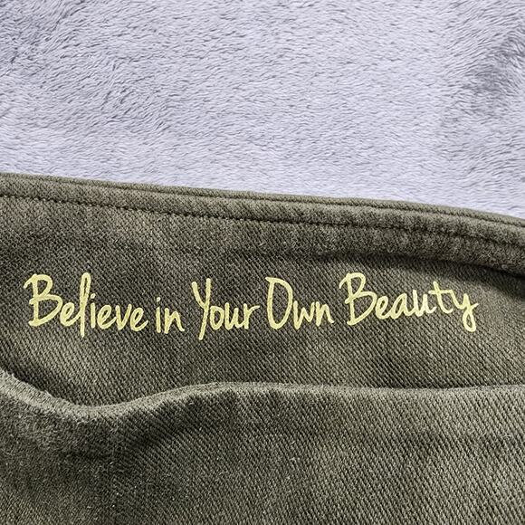 Belle by Kim Gravel Jeans Womens 4 Green Gold Zip Hem Flexibelle Pull On Skinny - Picture 8 of 16